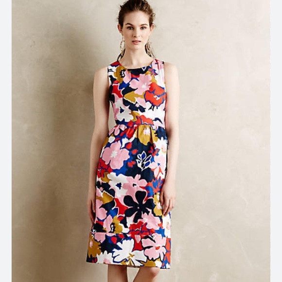 Whit Two Petal Print Cross Back Cotton Summer Dress Size 4 - Picture 2 of 9